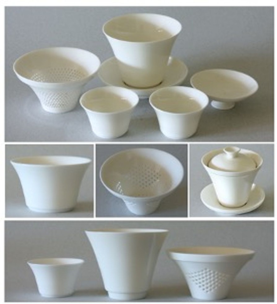 Teaware The Tea Shoppe | White Gaiwan Set With 2 Cups