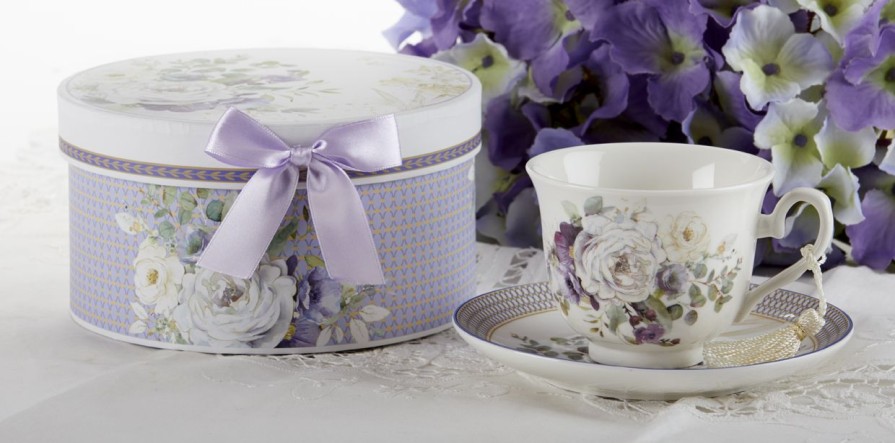 Teaware The Tea Shoppe | Purple Elegance Porcelain Cup And Saucer