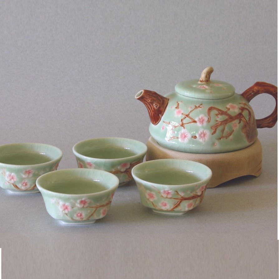 Teaware The Tea Shoppe | Plum Teapot & 4 Cups