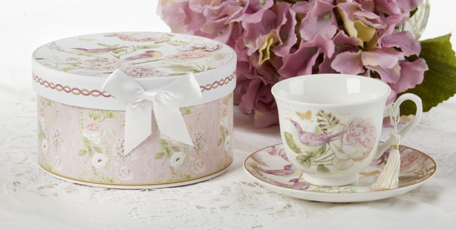 Teaware The Tea Shoppe | Rose Bird Porcelain Cup And Saucer