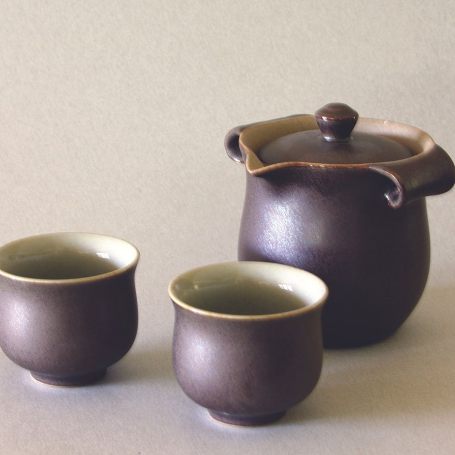 Teaware The Tea Shoppe | Tear-Drop Spout Gaiwan & 2 Cups, Purple