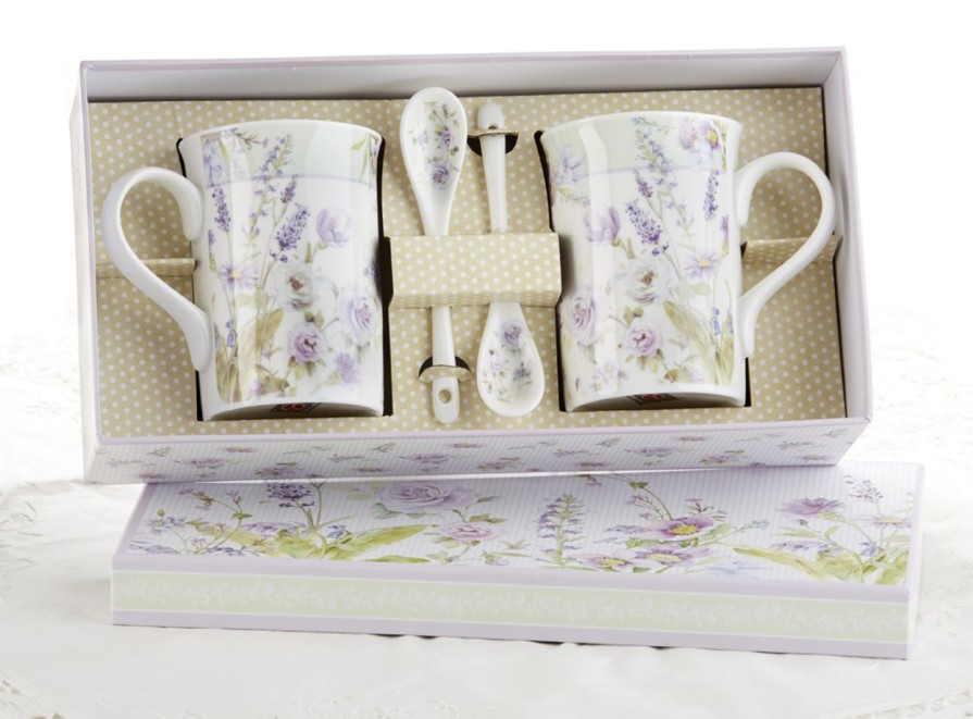 Teaware The Tea Shoppe | Lavender Rose Mug-Spoon Set For Two